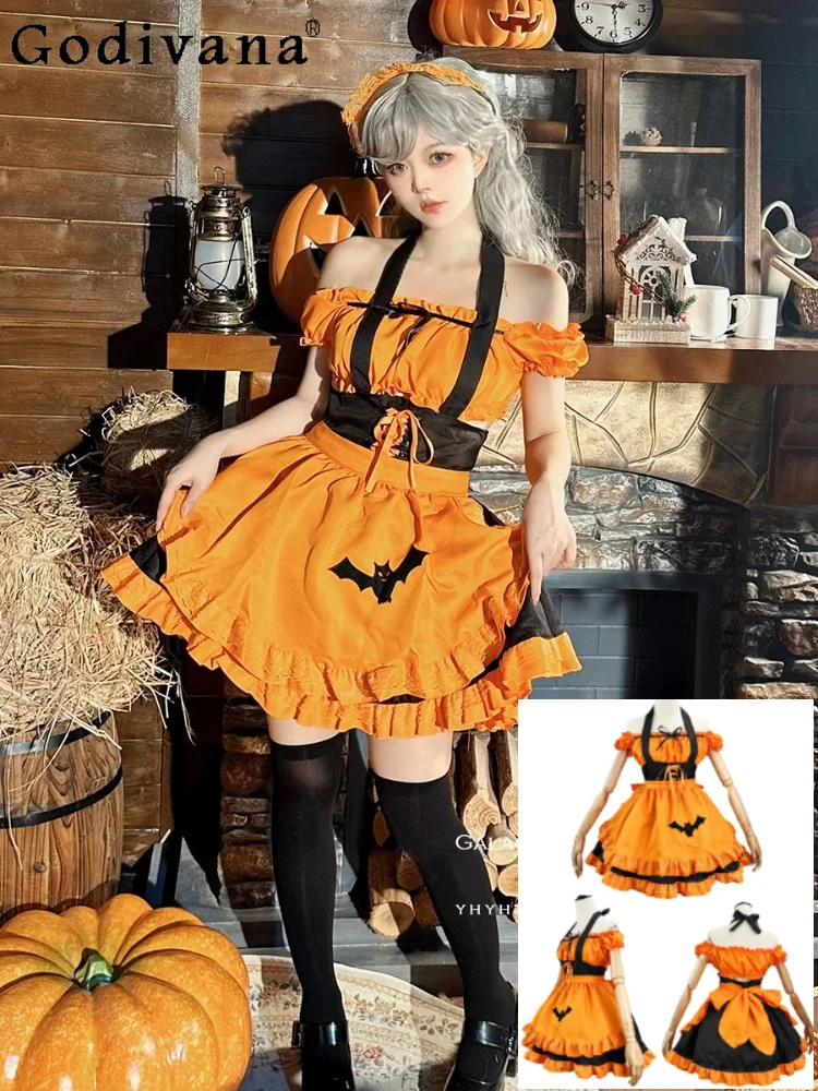 L-5XL Plus Size Halloween Cosplay Costume Maid Pumpkin Color Witch Gothic Dress Girl Sexy Versatile Strapless Cute Short Dresses
L-5XL Plus Size Halloween Cosplay Costume Maid Pumpkin Color Witch Gothic Dress Girl Sexy Versatile Strapless Cute Short Dresses