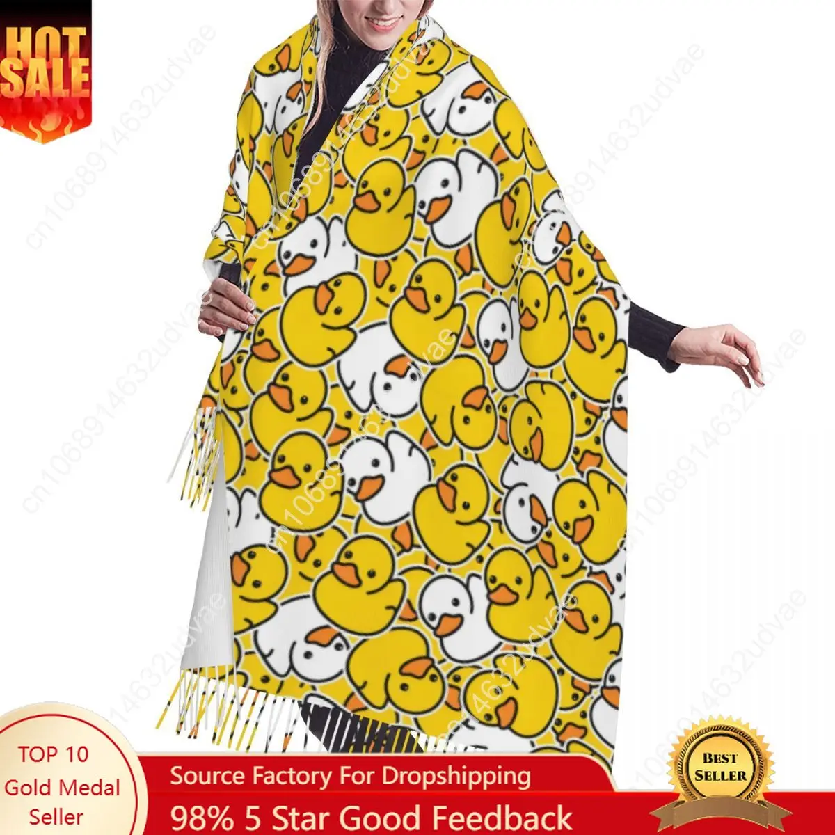 Custom Rubber Duck Bathing Cartoon Pattern Tassel Scarf Women Soft Shawl Wrap Female Winter Fall Scarves
Custom Rubber Duck Bathing Cartoon Pattern Tassel Scarf Women Soft Shawl Wrap Female Winter Fall Scarves