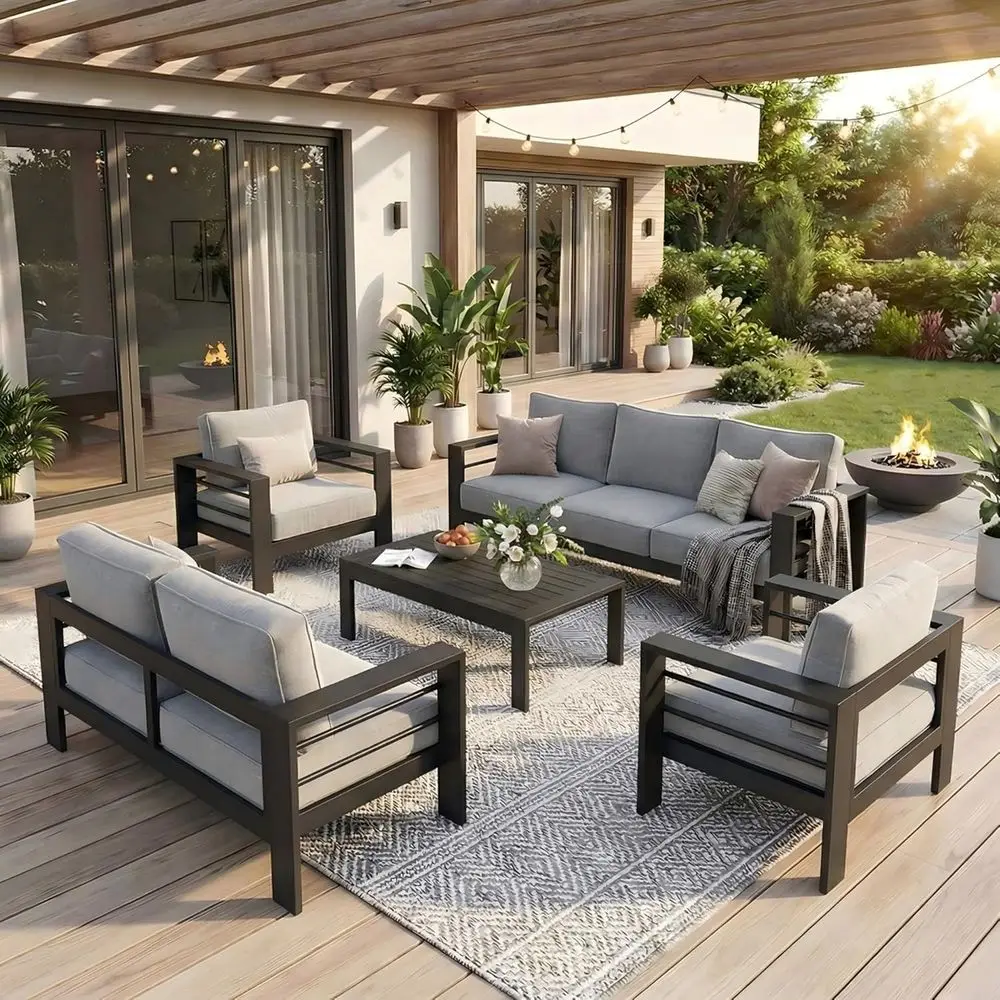 Outdoor Patio urniture Set, 7 Seats Patio Sectional Soa with 5" Thick Cushion, Outdoor Patio Set with Coee Table or Porch, Backy
Outdoor Patio urniture Set, 7 Seats Patio Sectional Soa with 5" Thick Cushion, Outdoor Patio Set with Coee Table or Porch, Backy