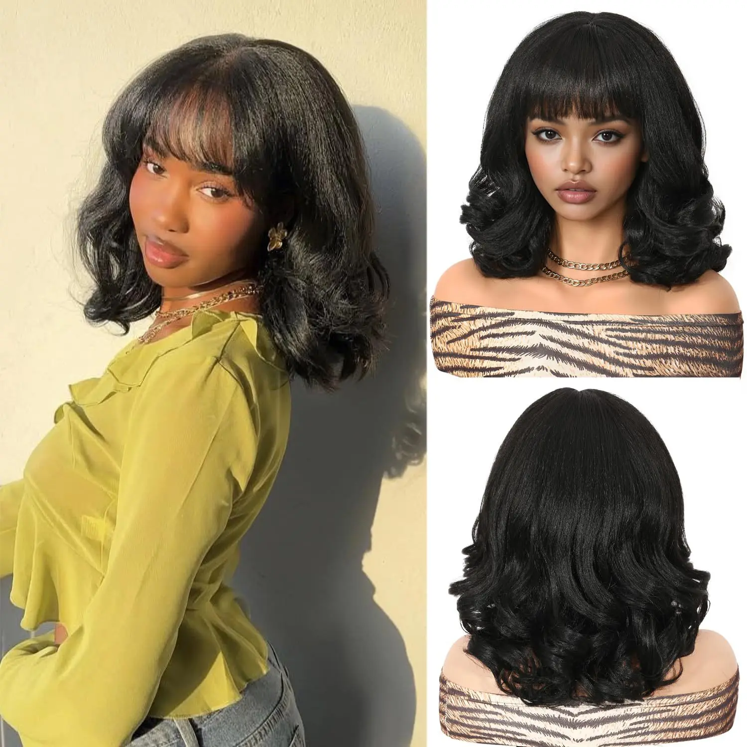Wig female Qi bangs BOBO water ripple yaki short curly hair headgear chemical fiber high temperature silk mechanism headgear
Wig female Qi bangs BOBO water ripple yaki short curly hair headgear chemical fiber high temperature silk mechanism headgear