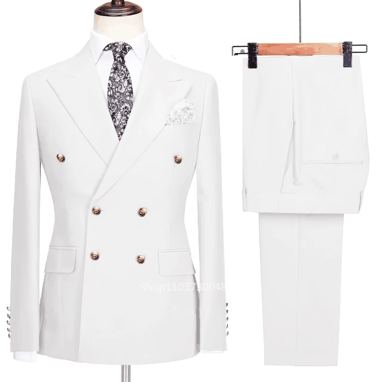 Elegant 2 Piece Men Suits Double Breasted Peak Lapel Blazer Outfits Fashion Business Slim Fit Formal Wedding Party Groom Tuxedos
Elegant 2 Piece Men Suits Double Breasted Peak Lapel Blazer Outfits Fashion Business Slim Fit Formal Wedding Party Groom Tuxedos