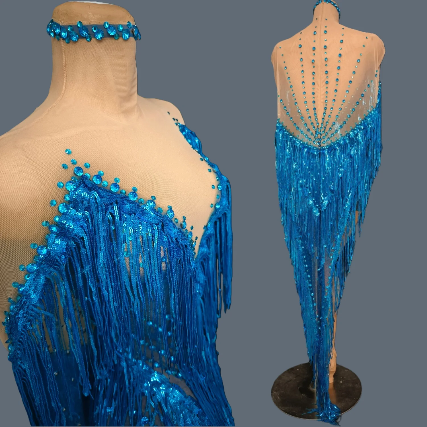 Blue Sparkly Crystals Sequins Tassel Dress Dance Club gig Party Event Stage Performance Outfit Latin Dance Samba Wear Fengzhen
Blue Sparkly Crystals Sequins Tassel Dress Dance Club gig Party Event Stage Performance Outfit Latin Dance Samba Wear Fengzhen