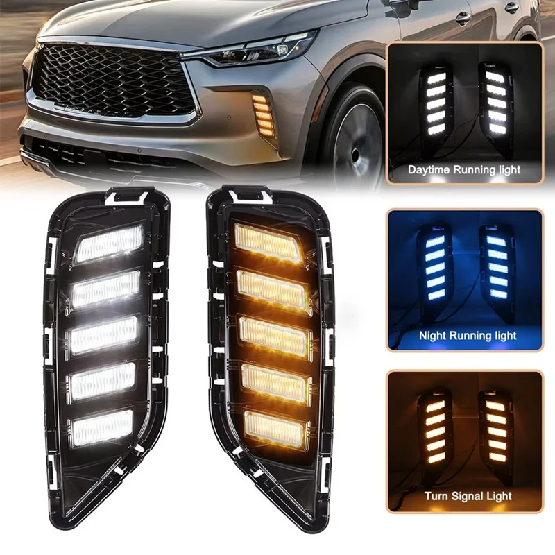 Car Front Bumper LED DRL Daytime Running Lights Turn Signal Lamps For Nissan Infiniti QX60 2022-2025-A58X
Car Front Bumper LED DRL Daytime Running Lights Turn Signal Lamps For Nissan Infiniti QX60 2022-2025-A58X