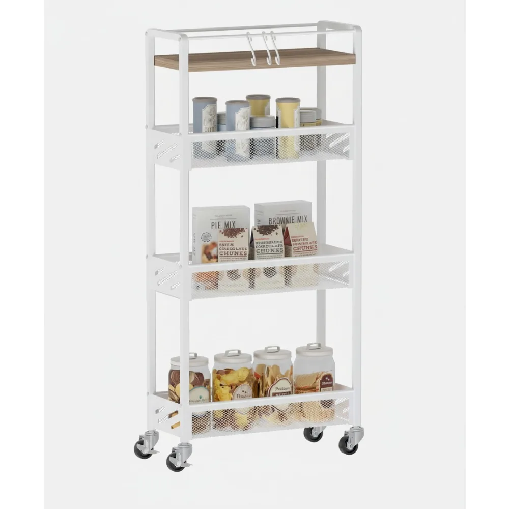 Тонкая 4-ярусная тележка на колесиках с деревянной столешницей, узкая универсальная тележка на колесах для кухни, гостиной, ванной комнаты
Тонкая 4-ярусная тележка на колесиках с деревянной столешницей, узкая универсальная тележка на колесах для кухни, гостиной, ванной комнаты