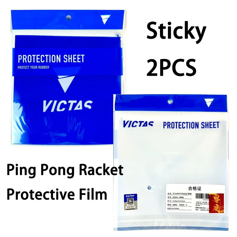 VICTAS Ping Pong Racket Protective Film Sticky Dust-proof Table Tennis Racket Protector Cover Transparent Blue Logo Film Tool