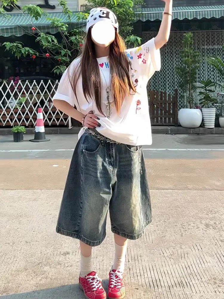 Loose Fit High Waist Straight Leg Five Inch Shorts Women's Denim Spring Summer Fashion Street Style plus Size Wide Leg Pants
Loose Fit High Waist Straight Leg Five Inch Shorts Women's Denim Spring Summer Fashion Street Style plus Size Wide Leg Pants