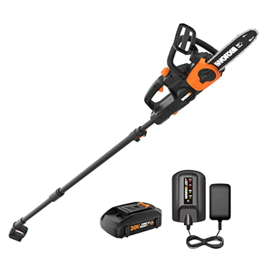 WG323 20V Power Share 10" Cordless Pole/Chain Saw with Auto-Tension Battery and Charger Included
WG323 20V Power Share 10" Cordless Pole/Chain Saw with Auto-Tension Battery and Charger Included