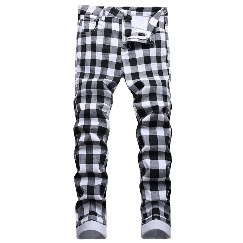 Original Design Men's Elastic Jeans British Style Personality Digital Printing Black White Plaid Middle Waist Leisure Slim Pants
Original Design Men's Elastic Jeans British Style Personality Digital Printing Black White Plaid Middle Waist Leisure Slim Pants