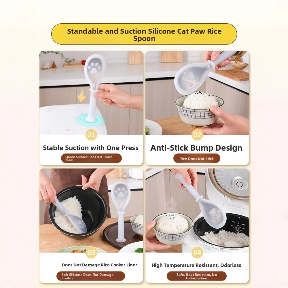 New Silicone Non-stick Rice Spoon Cute Cat Paw Standing Rice Shovel Canteen Serving spoon Kitchen Accessories
New Silicone Non-stick Rice Spoon Cute Cat Paw Standing Rice Shovel Canteen Serving spoon Kitchen Accessories