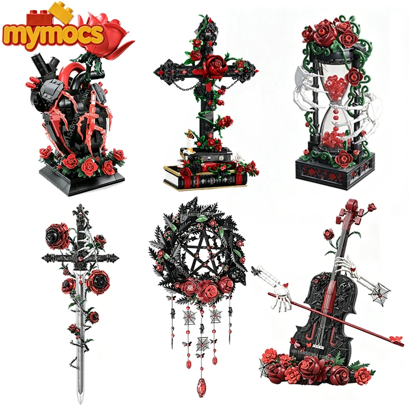 Mymocs Ideas MOC Gothic Flower Bricks Sets Dark Cello Skeleton Hourglass Rose Sword Garland Halloween Building Blocks Toys Gift
Mymocs Ideas MOC Gothic Flower Bricks Sets Dark Cello Skeleton Hourglass Rose Sword Garland Halloween Building Blocks Toys Gift
