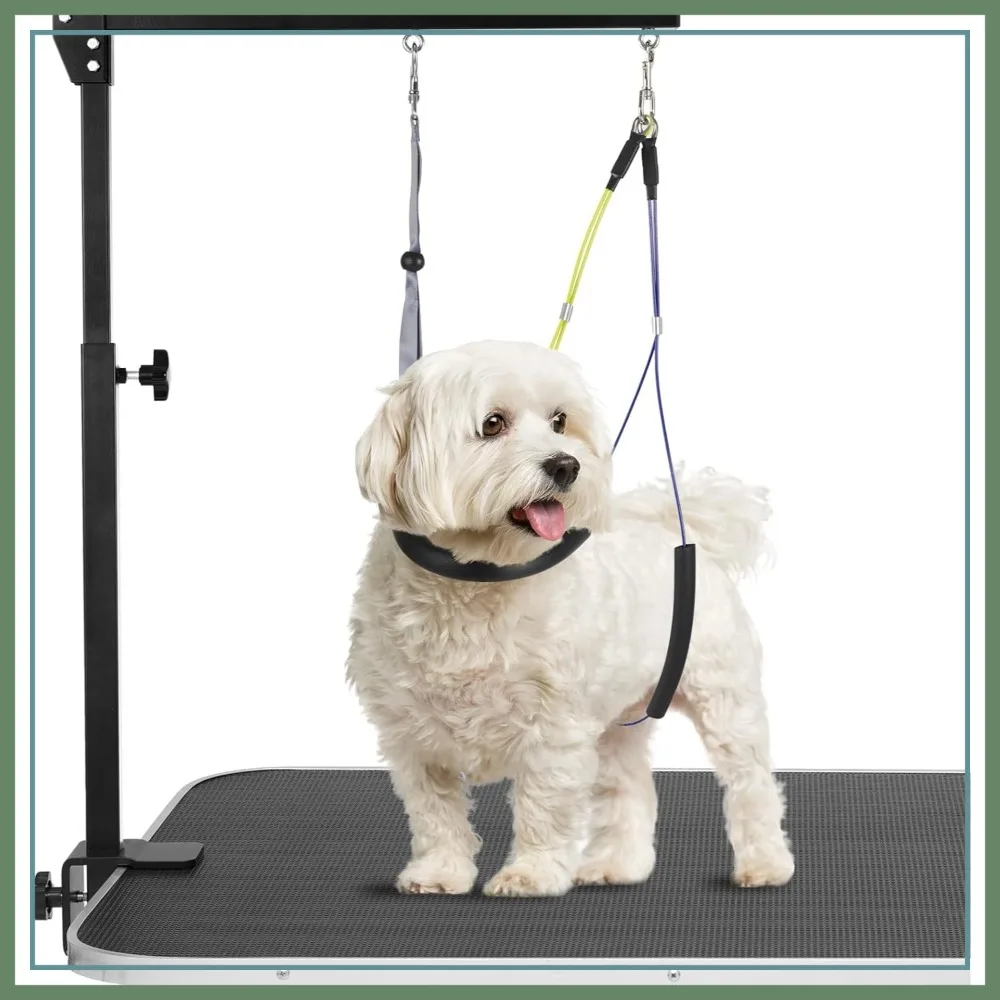 Adjustable Dog Grooming Arms with Anti-Slip Metal Clamp, Portable Pet Grooming Arm for Table with Loop Noose & Haunch Holder, Restraint for Small Medium Dogs Cats
Adjustable Dog Grooming Arms with Anti-Slip Metal Clamp, Portable Pet Grooming Arm for Table with Loop Noose & Haunch Holder, Restraint for Small Medium Dogs Cats