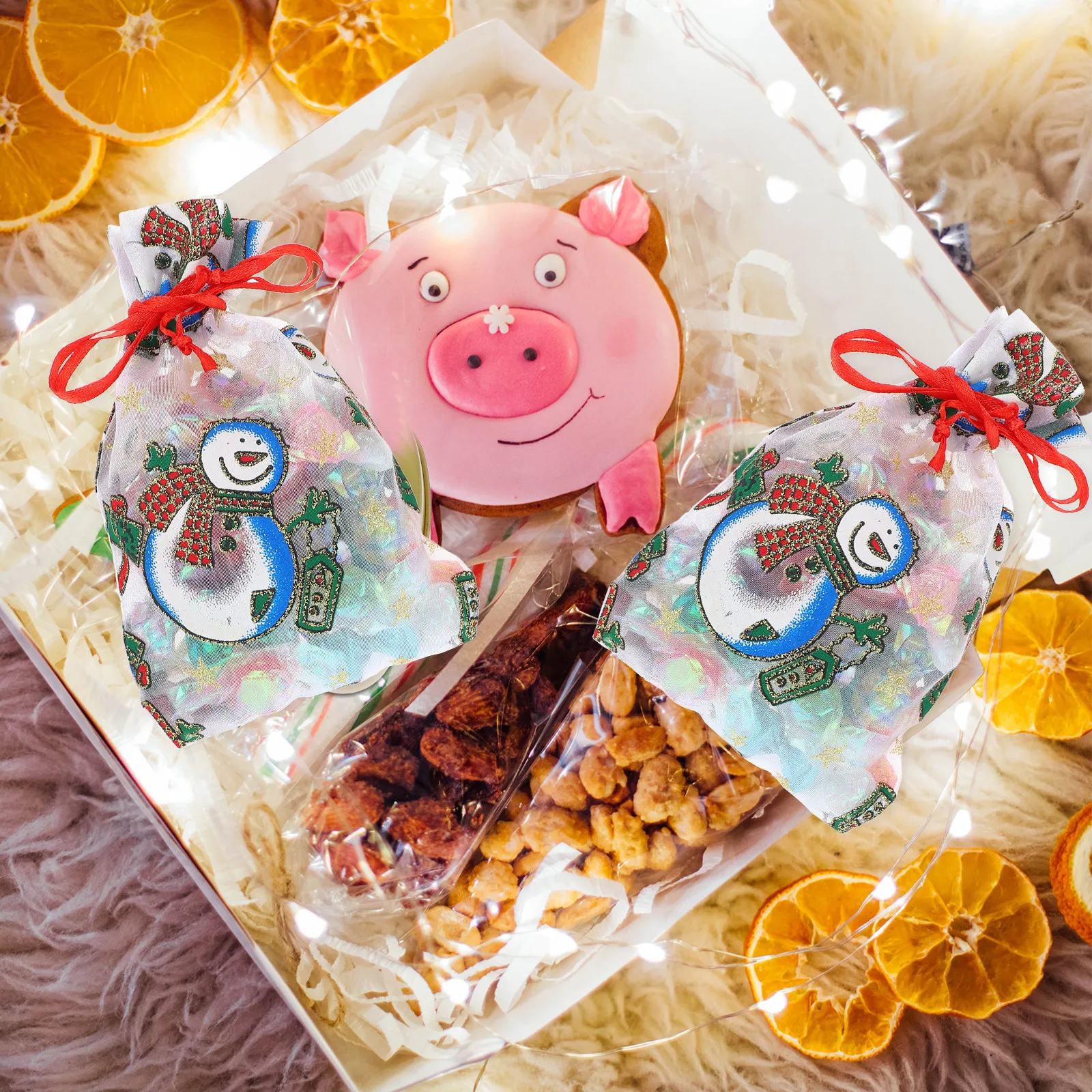 50Pcs Christmas Organza Gift Bags with Snowman Print Drawstring Pouches for Party Favors Candy Wrapping Tree Decor Xmas Gift
50Pcs Christmas Organza Gift Bags with Snowman Print Drawstring Pouches for Party Favors Candy Wrapping Tree Decor Xmas Gift