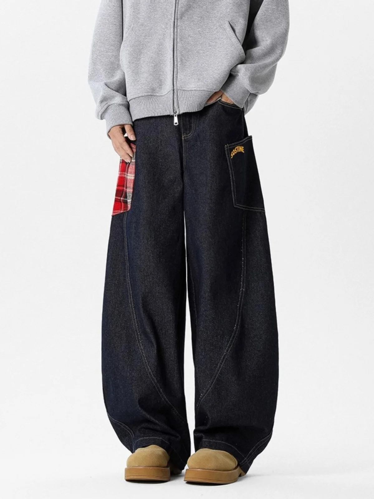 Модные свободные прямые джинсы в американском стиле в клетку в стиле пэчворк, мужские осенне-зимние длинные брюки, повседневные молодежные модные джинсы
Модные свободные прямые джинсы в американском стиле в клетку в стиле пэчворк, мужские осенне-зимние длинные брюки, повседневные молодежные модные джинсы