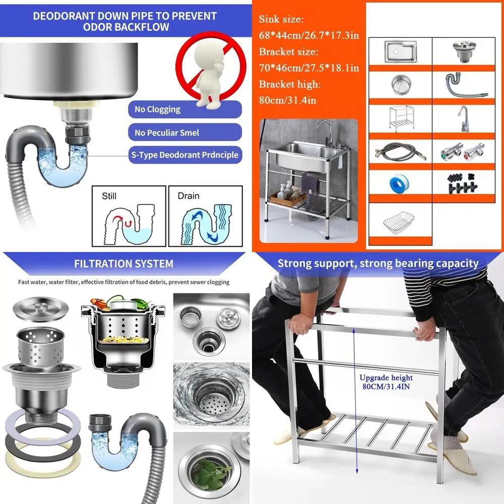 Уличная раковина с одним желобом из нержавеющей стали с полкой для хранения и смесителем для использования на кухне, прачечной и на заднем дворе
Уличная раковина с одним желобом из нержавеющей стали с полкой для хранения и смесителем для использования на кухне, прачечной и на заднем дворе