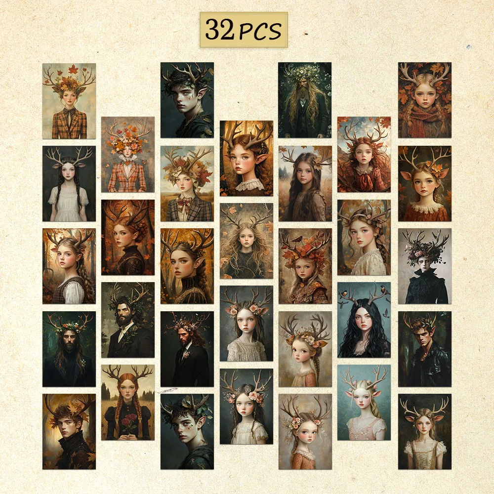 32pcs, Deerman Fantasy-Themed Postcard Set Whimsical Surrealist Cards Wall Decor Cards Planner Cards Greeting Cards Gift
32pcs, Deerman Fantasy-Themed Postcard Set Whimsical Surrealist Cards Wall Decor Cards Planner Cards Greeting Cards Gift