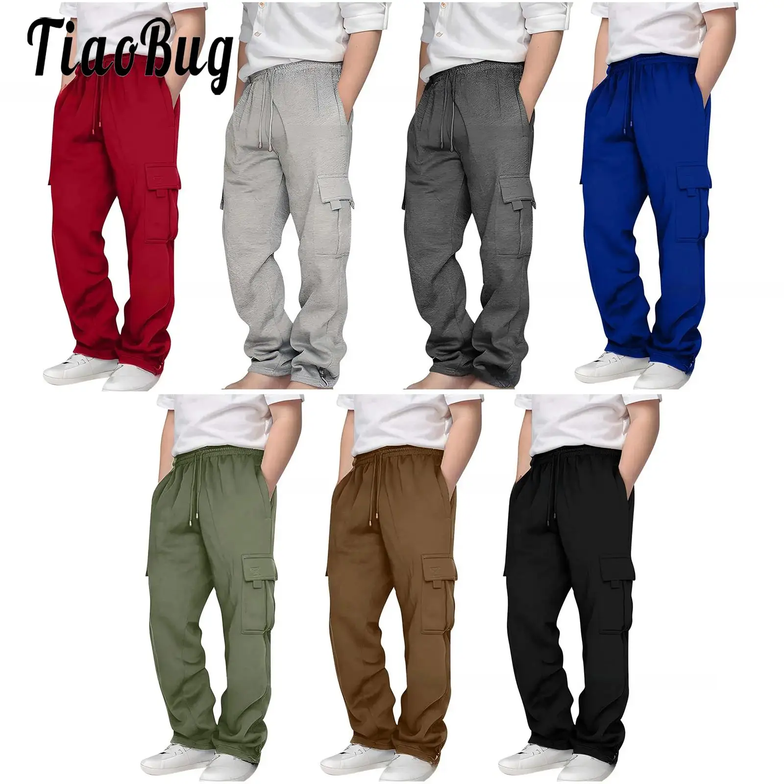 Kids Boys Drawstring Sports Cargo Pants Elastic Waistband Multiple Pockets Sweatpants for Casual Skateboarding Park Weekend
Kids Boys Drawstring Sports Cargo Pants Elastic Waistband Multiple Pockets Sweatpants for Casual Skateboarding Park Weekend