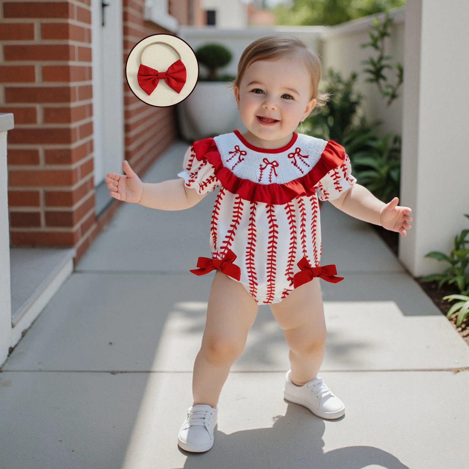 Летний комбинезон для маленьких девочек, бейсбольный комбинезон с бантом и короткими рукавами, милый комплект с повязкой на голову, комплект одежды из 2 предметов
Летний комбинезон для маленьких девочек, бейсбольный комбинезон с бантом и короткими рукавами, милый комплект с повязкой на голову, комплект одежды из 2 предметов
