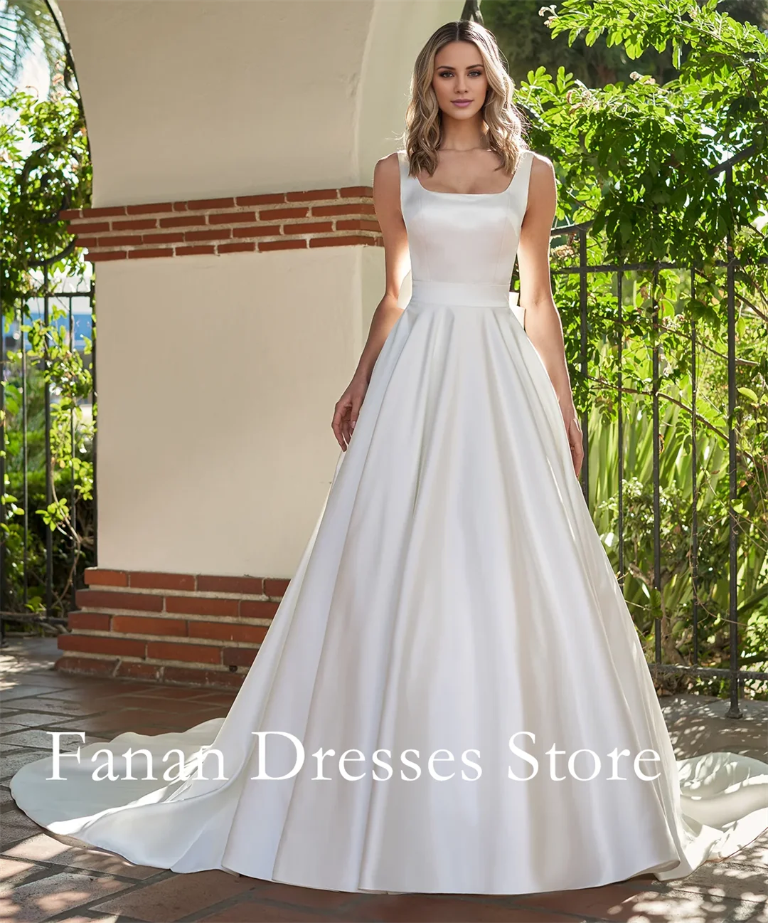 FANAN Square Neck Satin Bow Bride Dresses Bridal Gowns A-Line Sleeveless Court Train Wedding Dresses 웨딩드레스 Ivory Customized
FANAN Square Neck Satin Bow Bride Dresses Bridal Gowns A-Line Sleeveless Court Train Wedding Dresses 웨딩드레스 Ivory Customized