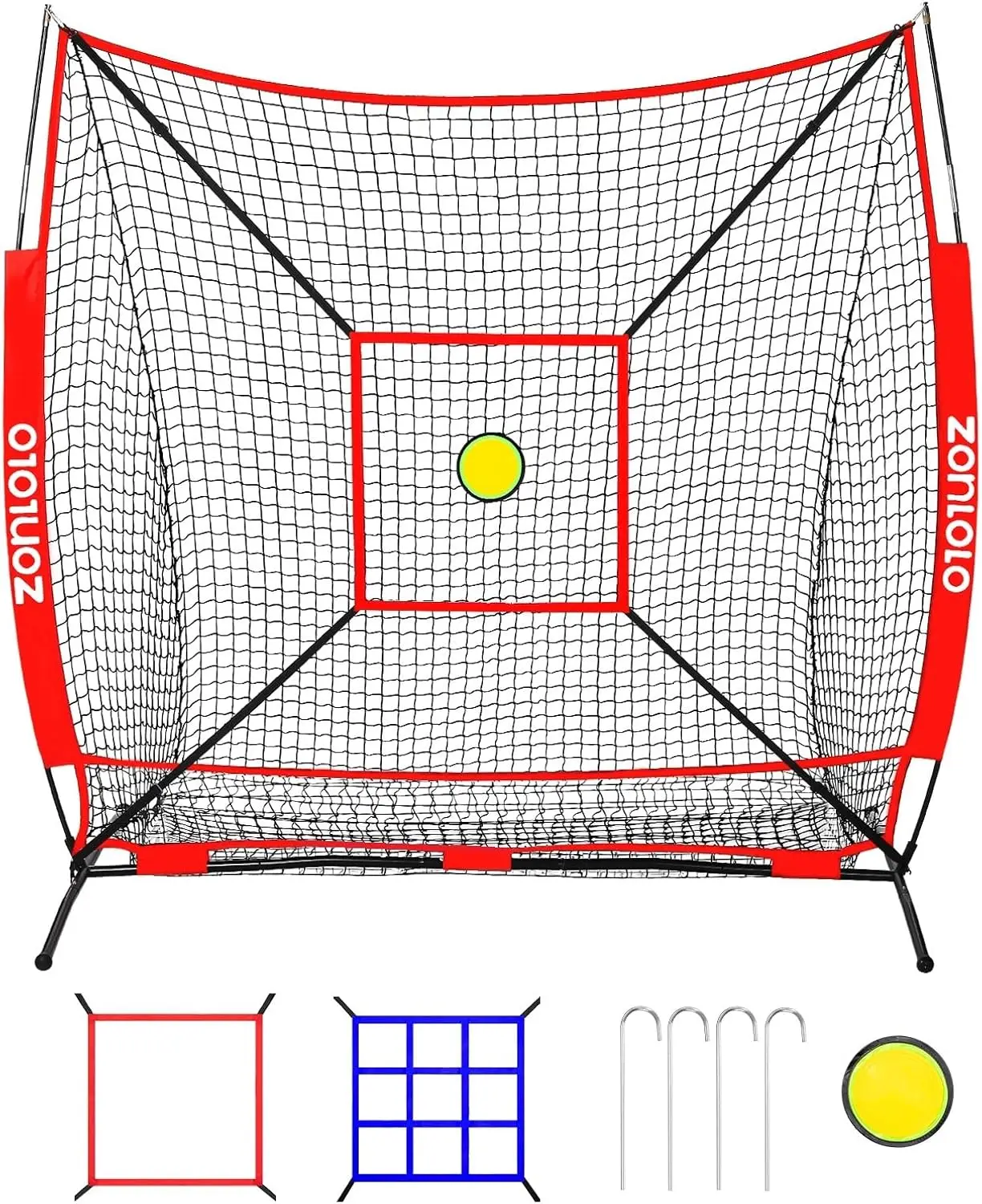 6 x 6 ft Baseball Net with 3 Different Targets, Portable Practice Net for Batting, Hitting, Pitching and Throwing, Compact with
6 x 6 ft Baseball Net with 3 Different Targets, Portable Practice Net for Batting, Hitting, Pitching and Throwing, Compact with