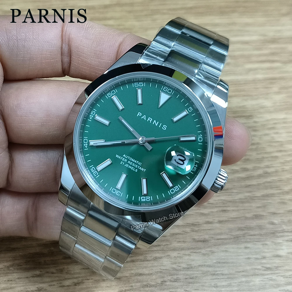 Parnis 39.5mm Automatic Men's Wristwatch Smooth Bezel Luminous Marker Polished Solid 316L Stainless Steel Case Watch
Parnis 39.5mm Automatic Men's Wristwatch Smooth Bezel Luminous Marker Polished Solid 316L Stainless Steel Case Watch