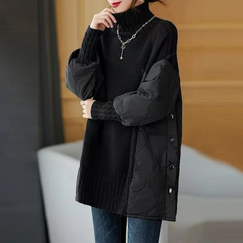 New 2024 Women's Parkas Autumn Winter Fashion Loose Mid Long Casual Splicing knitted Warm Female Jacket Outwear Overcoat Woman
New 2024 Women's Parkas Autumn Winter Fashion Loose Mid Long Casual Splicing knitted Warm Female Jacket Outwear Overcoat Woman