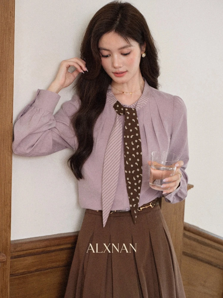 ALXNAN Long Sleeve Shirt Stripe Panels Color-blocking Tie-front Regular Shoulder Shirt Fall Loose-fit Woman's Clothing DYL662130
ALXNAN Long Sleeve Shirt Stripe Panels Color-blocking Tie-front Regular Shoulder Shirt Fall Loose-fit Woman's Clothing DYL662130