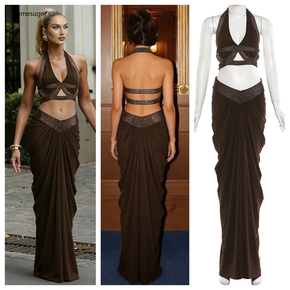 Yomesugar Лоскутный комплект из 2 предметов, женский сексуальный топ с открытой спиной и лямкой на шее + макси-юбка со рюшами, одинаковая кокетка, клубная одежда для полуночной вечеринки
Yomesugar Лоскутный комплект из 2 предметов, женский сексуальный топ с открытой спиной и лямкой на шее + макси-юбка со рюшами, одинаковая кокетка, клубная одежда для полуночной вечеринки