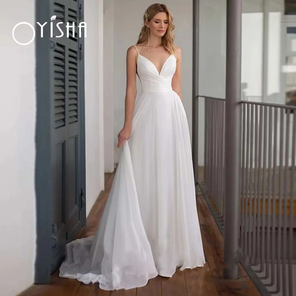OYISHA Simple Wedding Dresses For Women 2023 Sexy Sleeveless V-Neck A-Line Chiffon Pleated Backless Bridal Gowns Vestidos De
OYISHA Simple Wedding Dresses For Women 2023 Sexy Sleeveless V-Neck A-Line Chiffon Pleated Backless Bridal Gowns Vestidos De