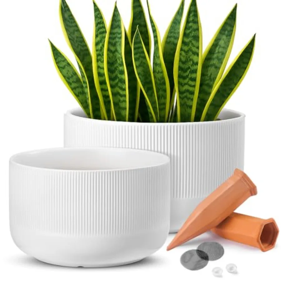 Ceramic Planters - 10+12 Inch Large Pots for Indoor Outdoor Plants Modern Flower Pots with Drainage Holes and Self Watering Dev
Ceramic Planters - 10+12 Inch Large Pots for Indoor Outdoor Plants Modern Flower Pots with Drainage Holes and Self Watering Dev