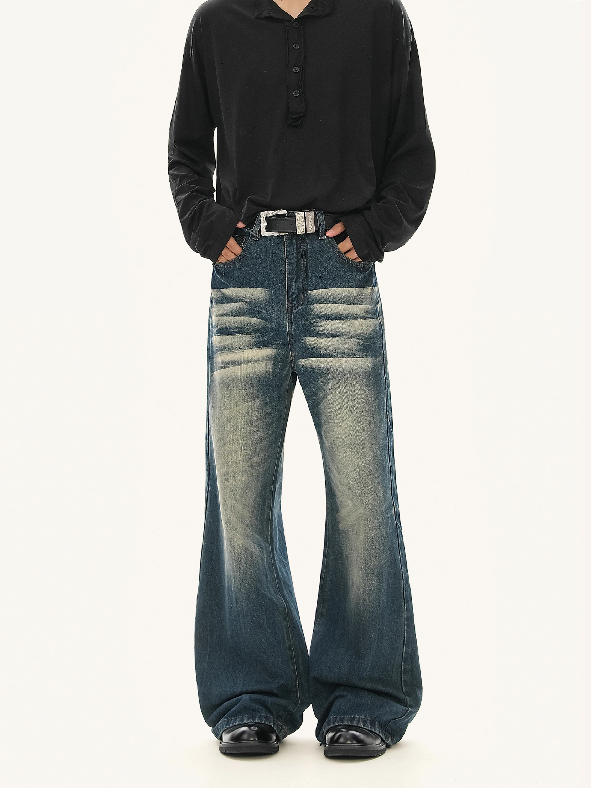 Retro American High Street Deep Blue Washed Slimming Commute Vintage Flared Jeans Men's Straight Leg Jeans
Retro American High Street Deep Blue Washed Slimming Commute Vintage Flared Jeans Men's Straight Leg Jeans