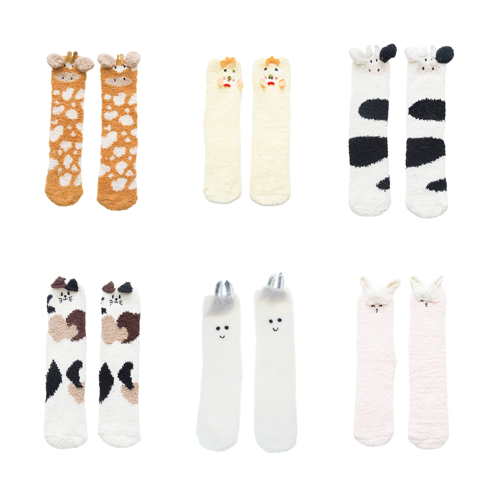 6 pairs of cartoon thickened warm home socks set (orange + yellow + black and white + colorful kitten + white + pink bunny)
6 pairs of cartoon thickened warm home socks set (orange + yellow + black and white + colorful kitten + white + pink bunny)