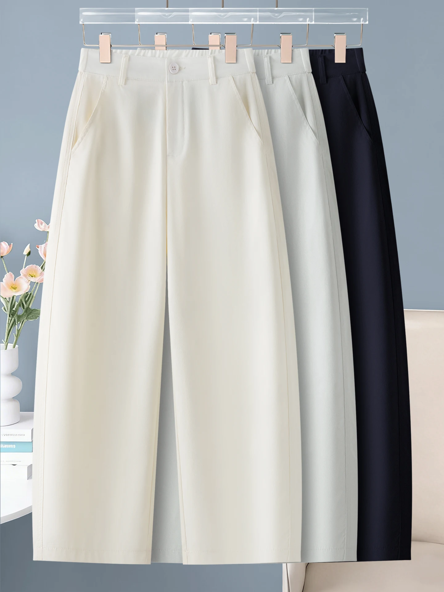 High Waist Wide Leg Suit Pants Women's Summer Thin Blade Casual Loose Fit Nine Point Scythe Trousers Dream Wisdom Style
High Waist Wide Leg Suit Pants Women's Summer Thin Blade Casual Loose Fit Nine Point Scythe Trousers Dream Wisdom Style