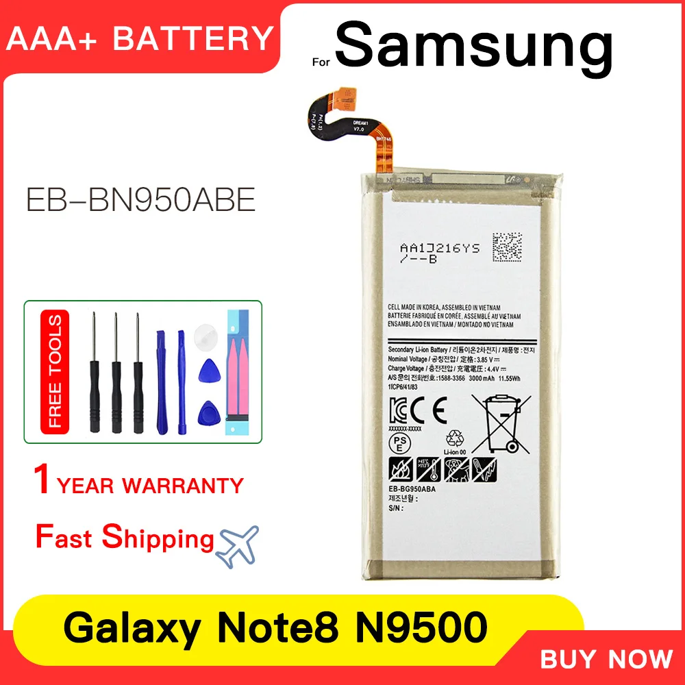 Genuine EB-BN950ABE 3300mAh For Samsung Galaxy Note 8 Note8 N950 SM-N950F N950FD N950U/U1 N950W N950N N9500 Batteria+Tools
Genuine EB-BN950ABE 3300mAh For Samsung Galaxy Note 8 Note8 N950 SM-N950F N950FD N950U/U1 N950W N950N N9500 Batteria+Tools