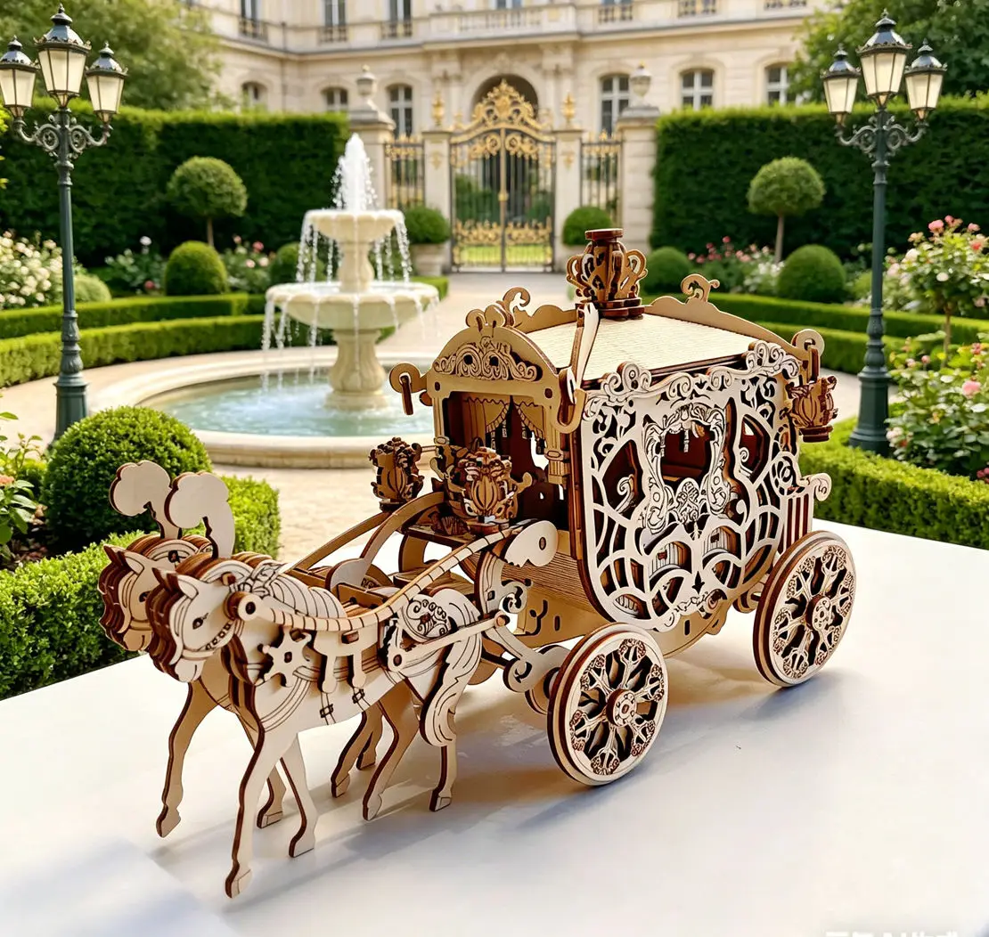 DIY Wooden Vintage Horse Carriage 3D Puzzle, Fairytale Pumpkin Cart Assembly Kit, Handcraft Desktop Ornament Romantic Gift
DIY Wooden Vintage Horse Carriage 3D Puzzle, Fairytale Pumpkin Cart Assembly Kit, Handcraft Desktop Ornament Romantic Gift