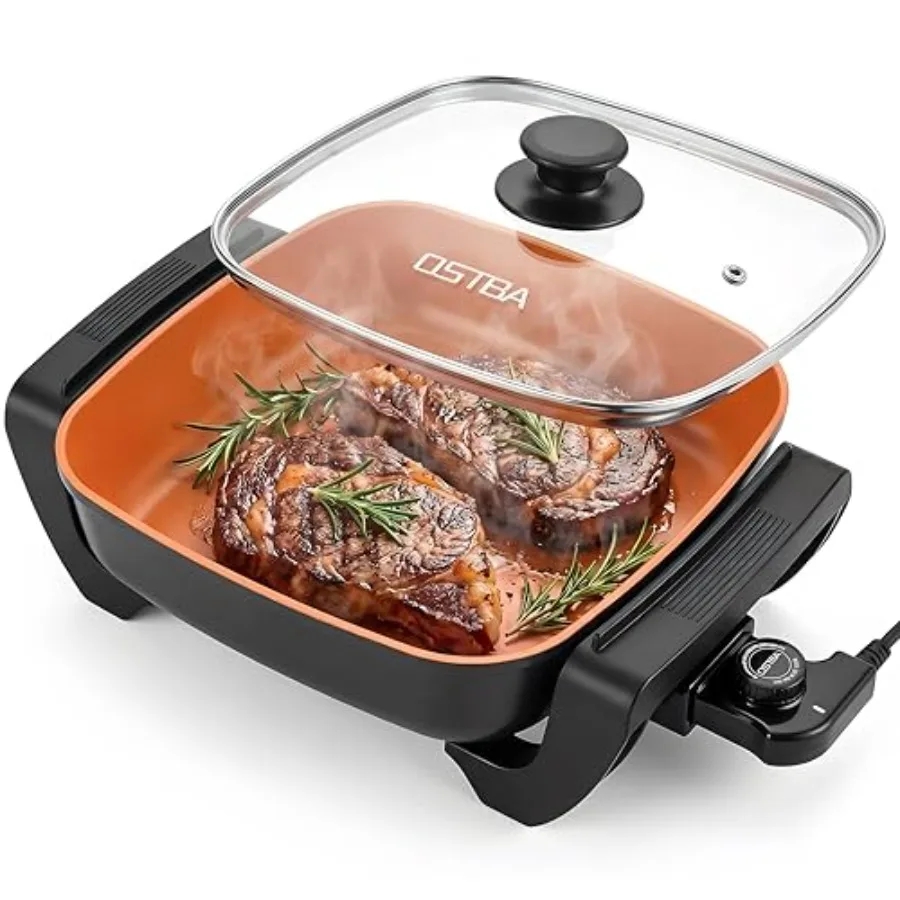 12"x12" Electric Skillet with Glass Lid 5.2QT Large Nonstick Frying Pan for Family Meals 1500W Fast Heating 5-Level Adjustable
12"x12" Electric Skillet with Glass Lid 5.2QT Large Nonstick Frying Pan for Family Meals 1500W Fast Heating 5-Level Adjustable