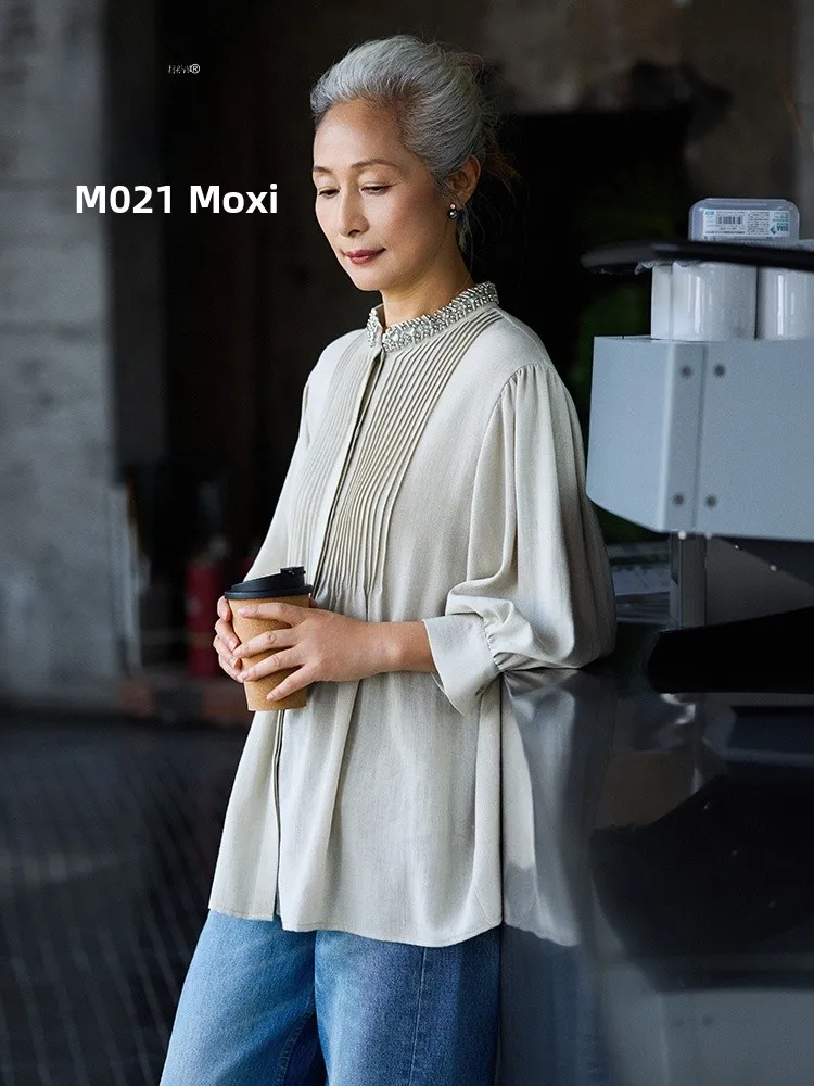 Muzhi Mom Spring Fashion Thin Casual Shirt Beautiful Middle-Aged Women's Clothing Elegant Loose Fit Pearl Decorated Tunic
Muzhi Mom Spring Fashion Thin Casual Shirt Beautiful Middle-Aged Women's Clothing Elegant Loose Fit Pearl Decorated Tunic
