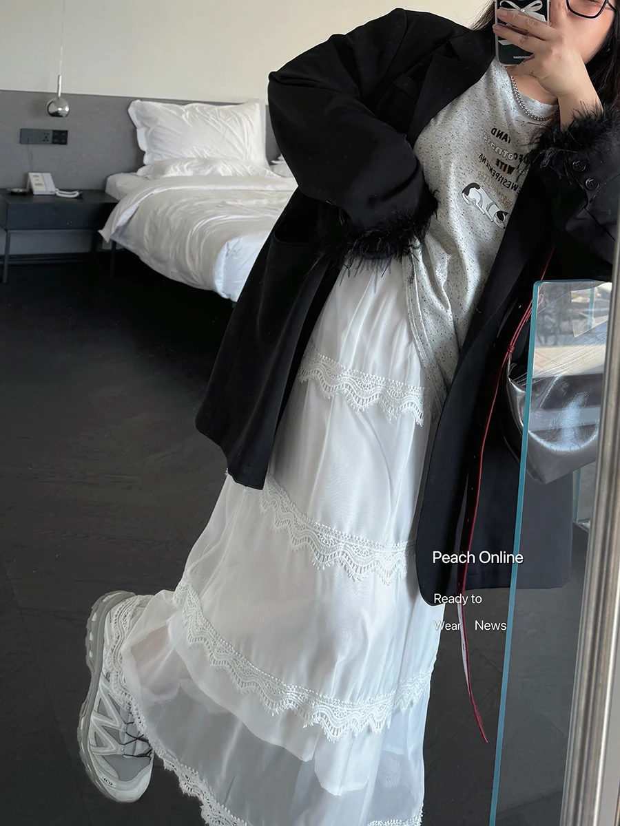 plus Size Women's White Lace Semi-Body Long Skirt Spring Summer Sweet Sle Ballet Sle Light Veil 200 Pou Max Capaci
plus Size Women's White Lace Semi-Body Long Skirt Spring Summer Sweet Sle Ballet Sle Light Veil 200 Pou Max Capaci