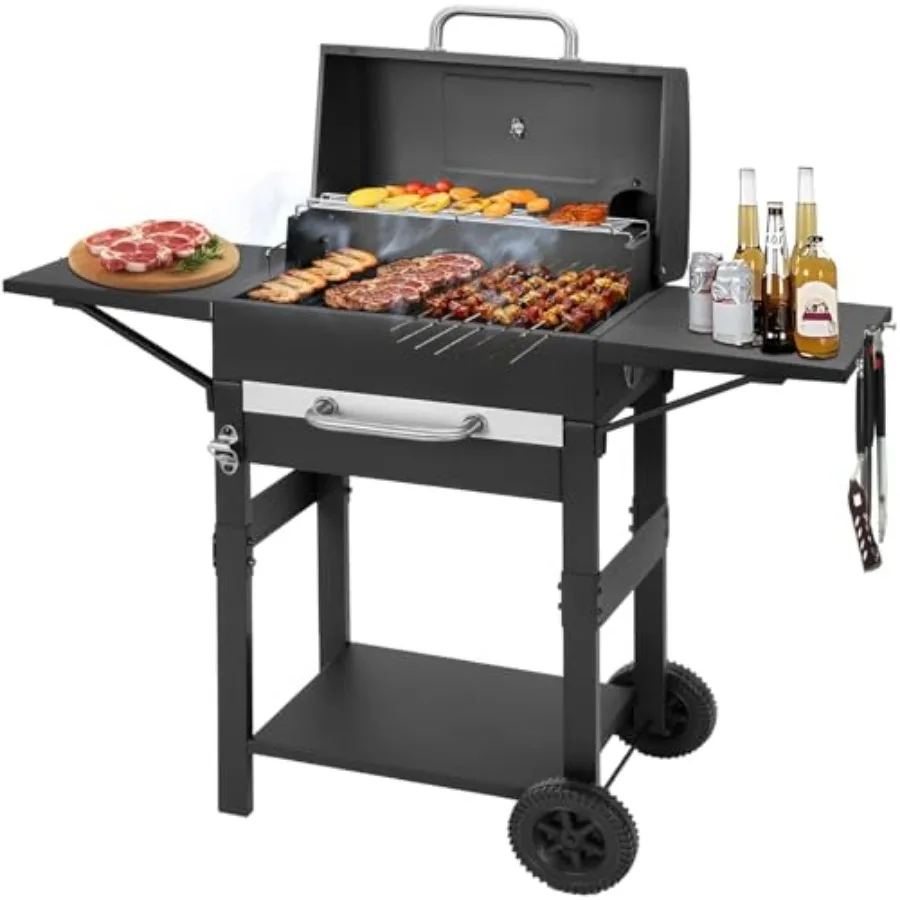 Charcoal Grills Outdoor BBQ Grill with 2 Side Table, Barbecue Grill Smoker with 343 Sq.in.Cooking Area for Outdoor Cooking Back
Charcoal Grills Outdoor BBQ Grill with 2 Side Table, Barbecue Grill Smoker with 343 Sq.in.Cooking Area for Outdoor Cooking Back