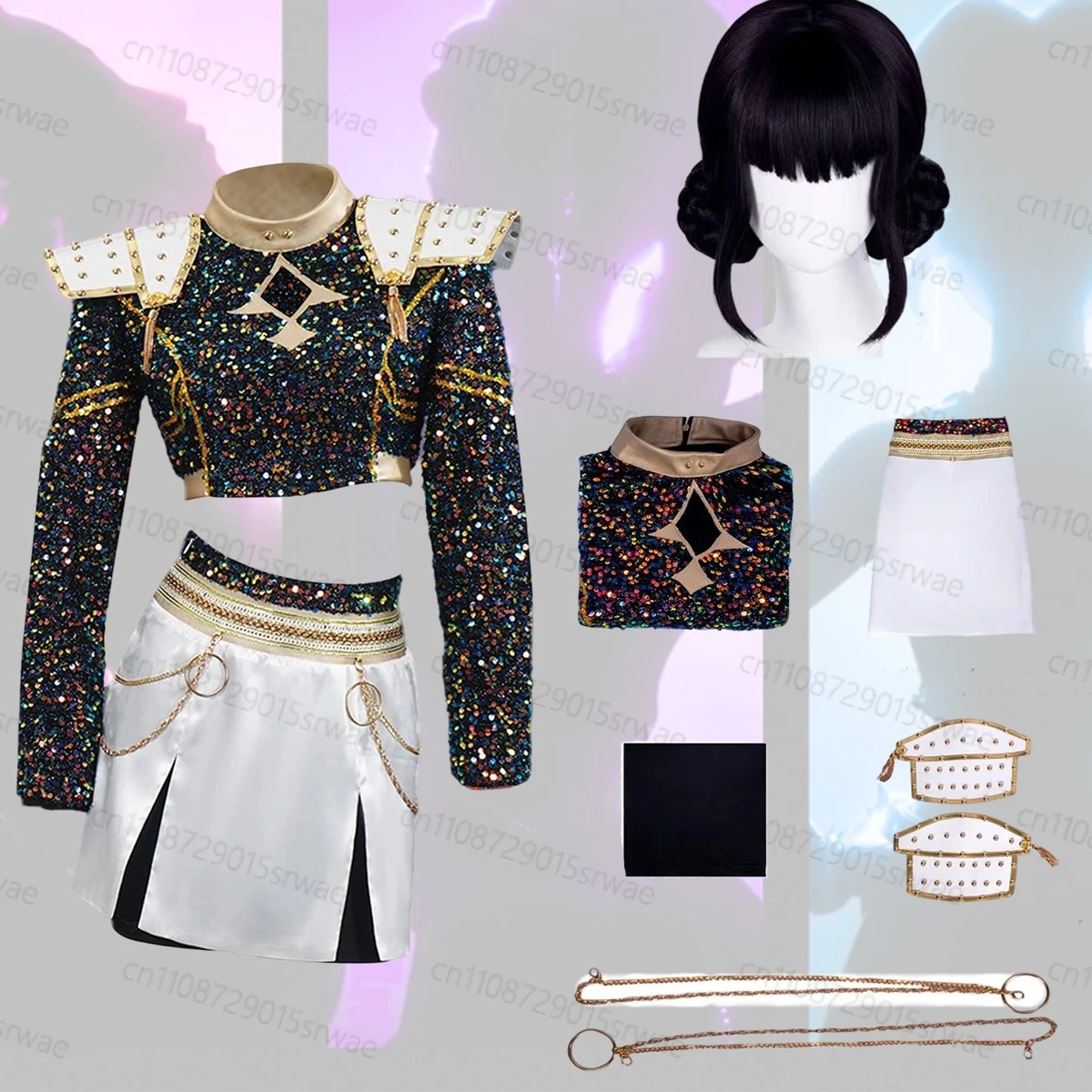 Kpop Devil Hunters Zoey Black/Gold Party Uniform Suit Wig Idol Movie Cosplay for Girls Party Role Playing Performance Suits
Kpop Devil Hunters Zoey Black/Gold Party Uniform Suit Wig Idol Movie Cosplay for Girls Party Role Playing Performance Suits