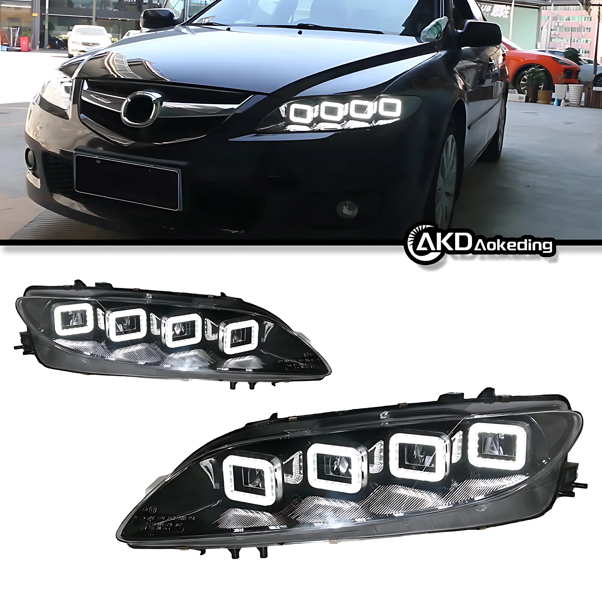 Автозапчасти для фар Mazda 6, 2004-2015, светодиодные фары, обновление DRL, ангельские глазки, ближний свет, автомобильные аксессуары, модифицированные
Автозапчасти для фар Mazda 6, 2004-2015, светодиодные фары, обновление DRL, ангельские глазки, ближний свет, автомобильные аксессуары, модифицированные