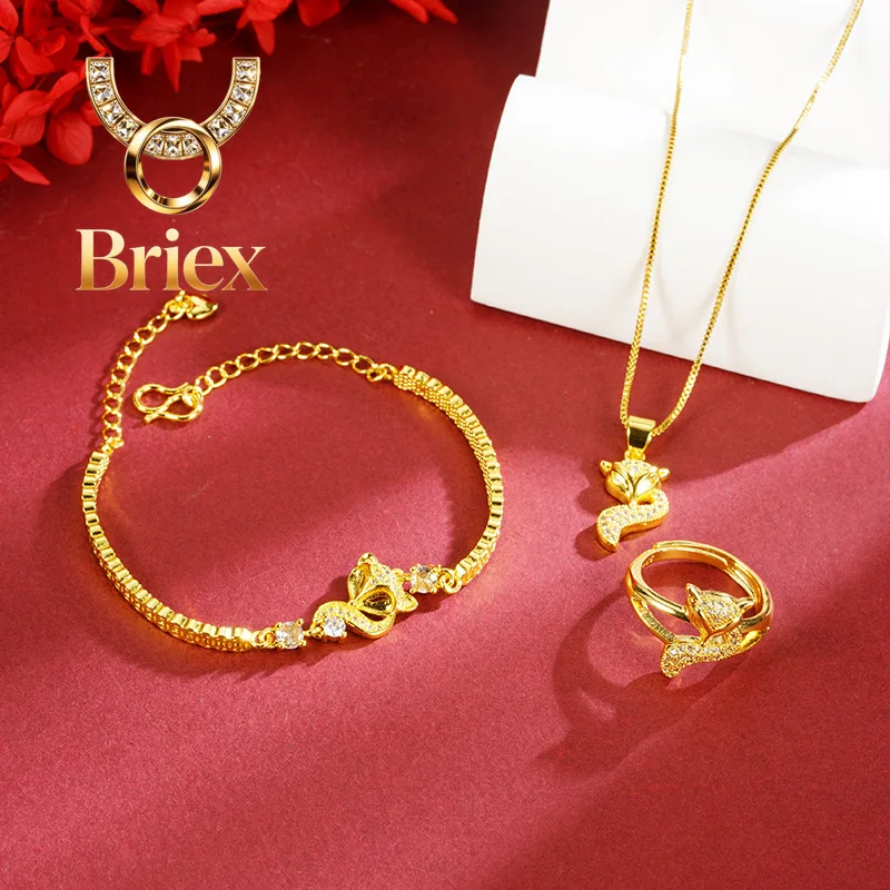 Briex Jewelry Luxury 24K 9999 Pure Gold real gold Women's fox necklace bracelet ring suit
Briex Jewelry Luxury 24K 9999 Pure Gold real gold Women's fox necklace bracelet ring suit