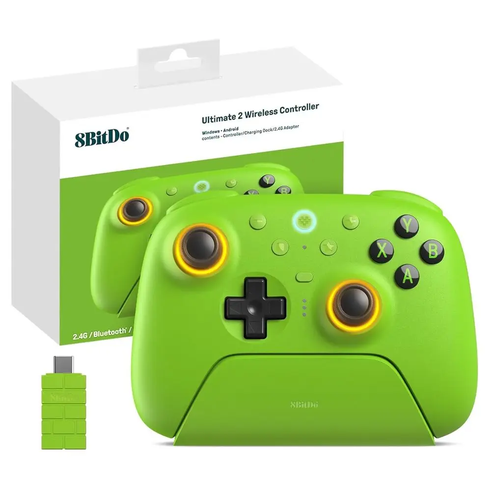 Wireless 2.4G Game Controller with RGB Lights, Adjustable Triggers, Charging Dock and PC/Android Compatibility
Wireless 2.4G Game Controller with RGB Lights, Adjustable Triggers, Charging Dock and PC/Android Compatibility
