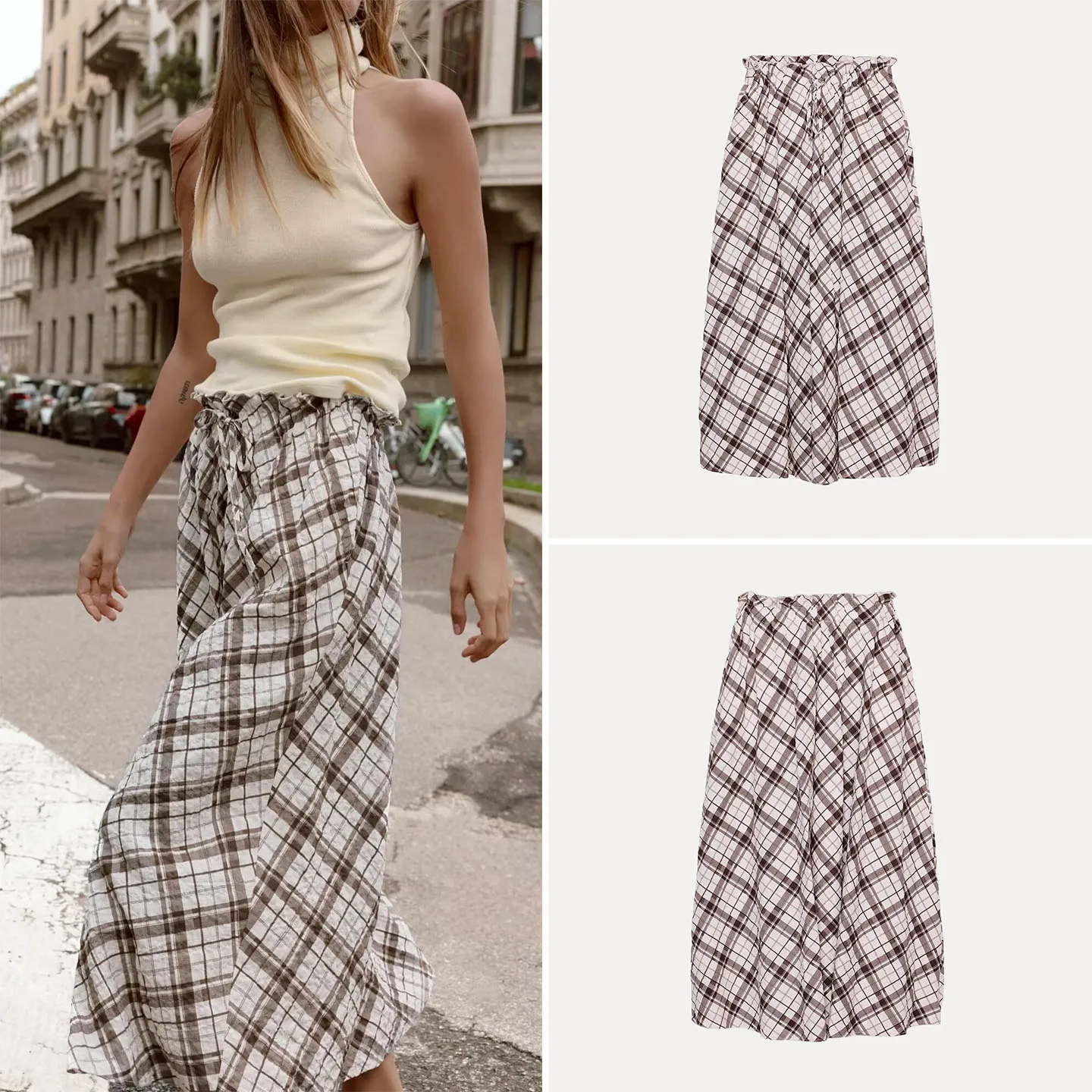 Элегантная клетчатая юбка миди с высокой талией и эластичным поясом, весна 2026, модный стиль, юбка А-силуэта, бренд ZADATA
Элегантная клетчатая юбка миди с высокой талией и эластичным поясом, весна 2026, модный стиль, юбка А-силуэта, бренд ZADATA
