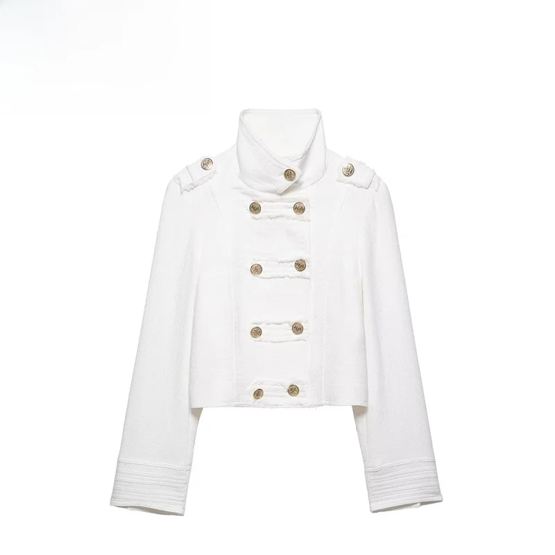 Elegant Gold-Plated Button Double-Breasted Versatile Outerwear for Women Fashionable Standard Fit Short Coat Polyester Fiber
Elegant Gold-Plated Button Double-Breasted Versatile Outerwear for Women Fashionable Standard Fit Short Coat Polyester Fiber