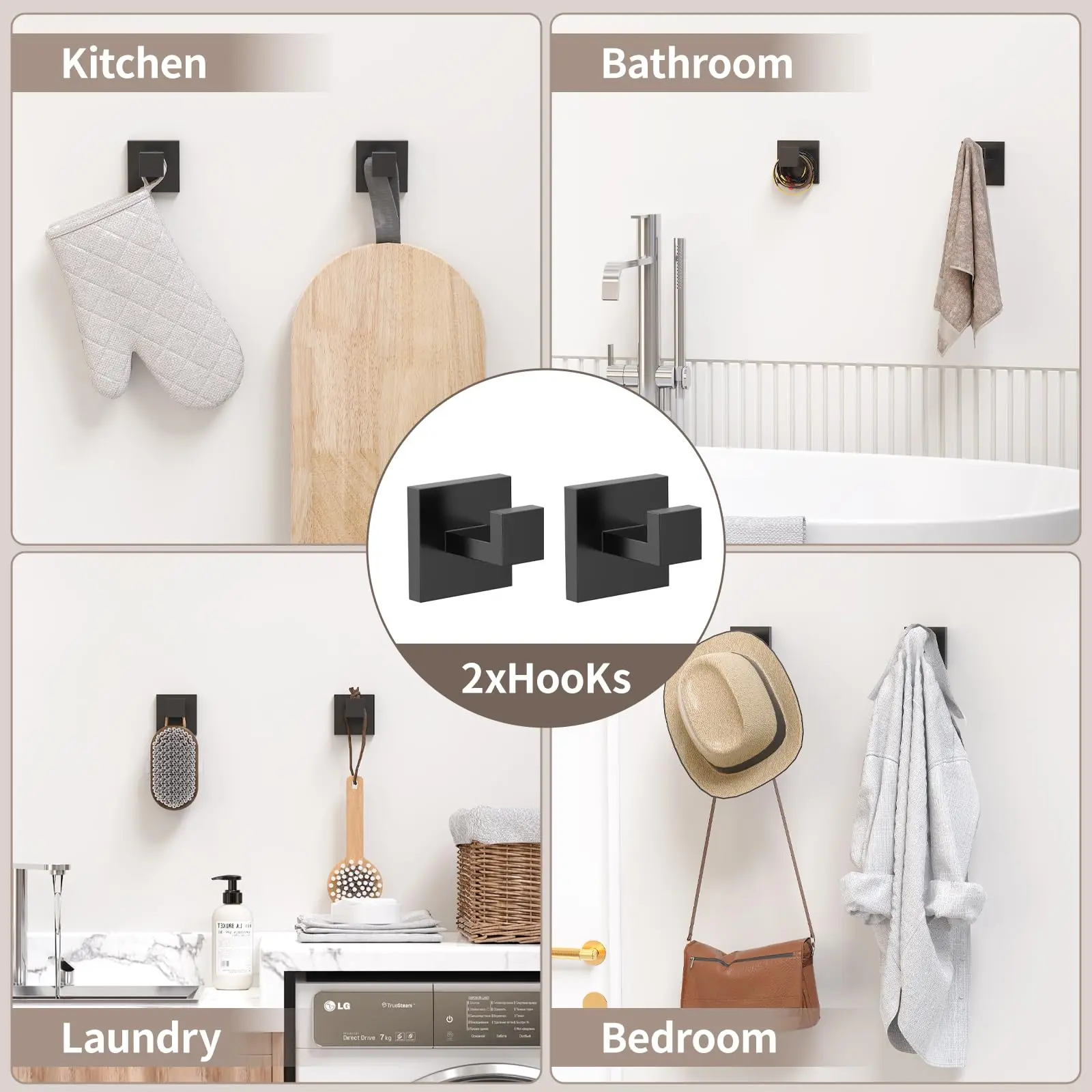 2-Pack Square Wall Mounted Hooks Stainless Steel For Kitchen Bathroom Laundry Bedroom
2-Pack Square Wall Mounted Hooks Stainless Steel For Kitchen Bathroom Laundry Bedroom