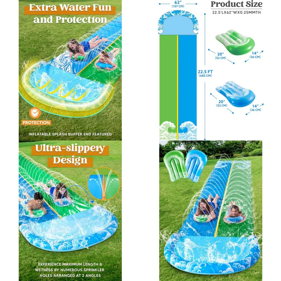 22.5FT Water Slide and 2 Inflatable Boards, Extra Long Heavy Duty Double Lawn Waterslide with Sprinkler for Adults Backyard Sum
22.5FT Water Slide and 2 Inflatable Boards, Extra Long Heavy Duty Double Lawn Waterslide with Sprinkler for Adults Backyard Sum