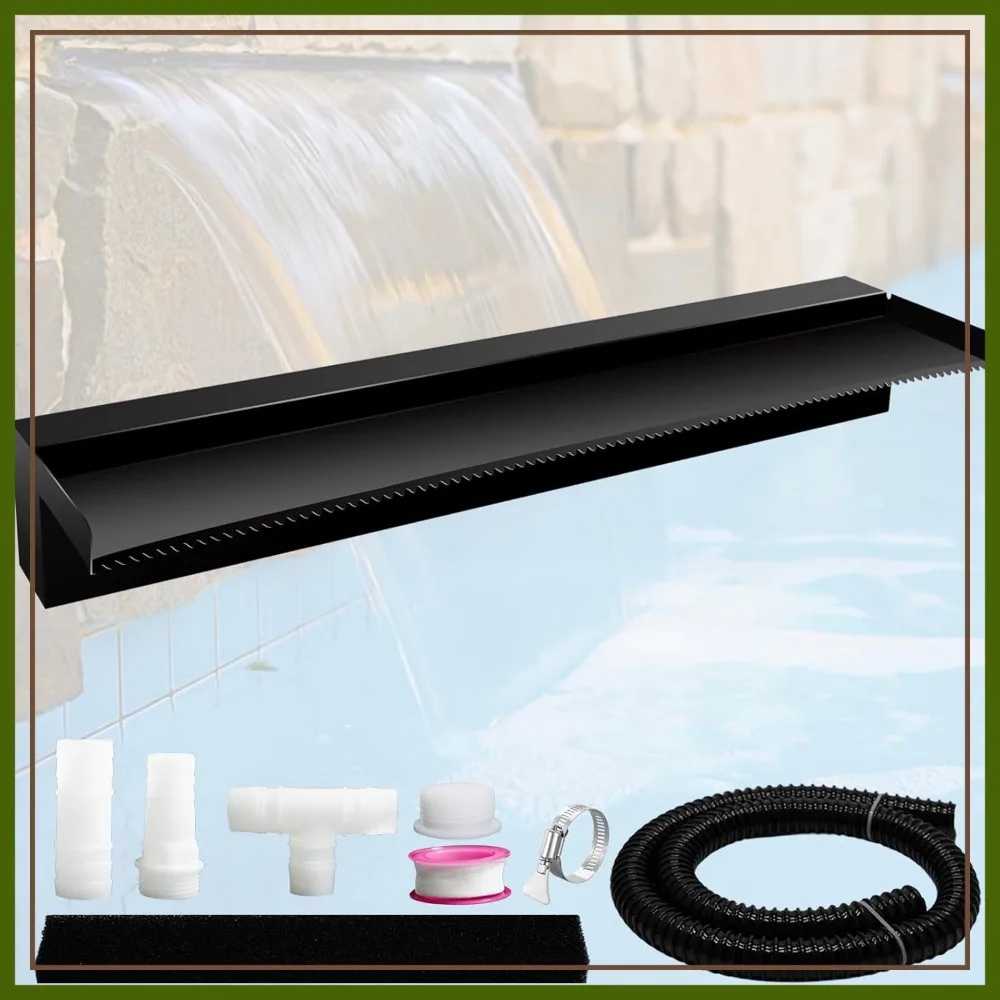 Pond Waterfall Spillway Pool Fountain, 35.4"x7.8"x3.9" Black Stainless Steel Outdoor Water Feature for Garden Patio
Pond Waterfall Spillway Pool Fountain, 35.4"x7.8"x3.9" Black Stainless Steel Outdoor Water Feature for Garden Patio
