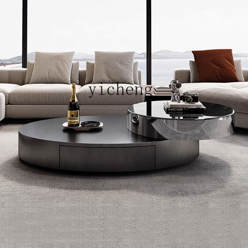 XL light luxury modern living room household rotatable stainless steel oval glass round coffee table
XL light luxury modern living room household rotatable stainless steel oval glass round coffee table