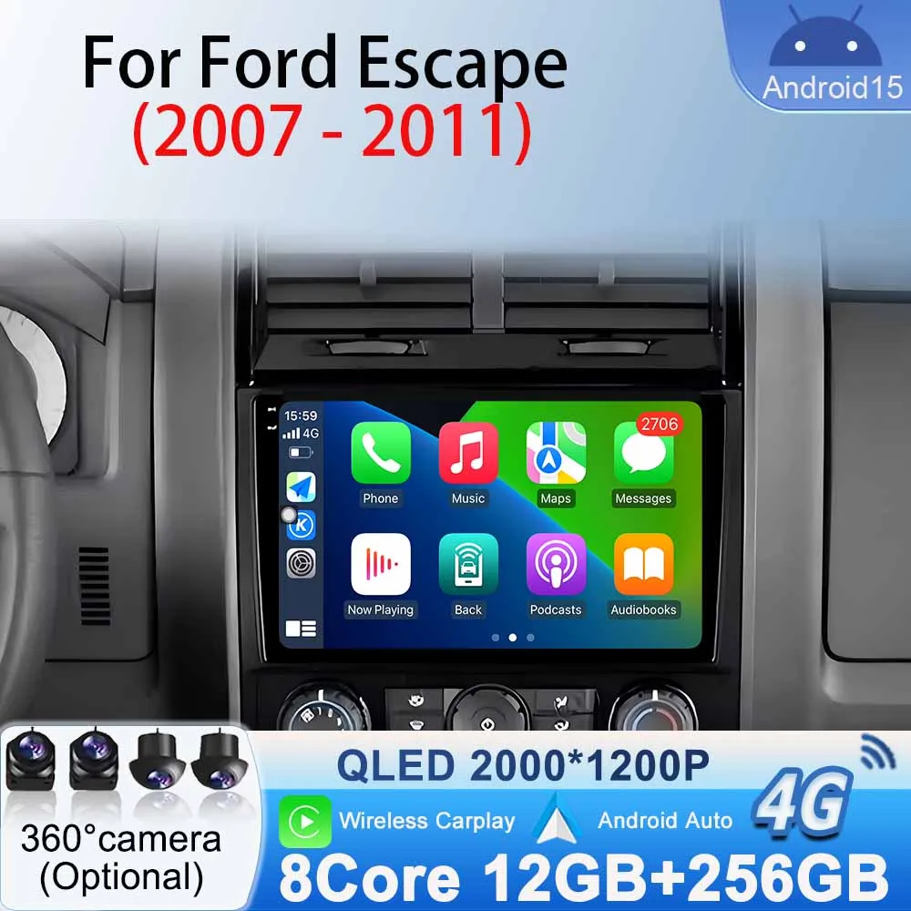 Wireless Carplay for Ford Escape 2007 - 2011 Navigation GPS Bluetooth Car Radio Multimedia Video Player Android Auto Stereo WiFi
Wireless Carplay for Ford Escape 2007 - 2011 Navigation GPS Bluetooth Car Radio Multimedia Video Player Android Auto Stereo WiFi