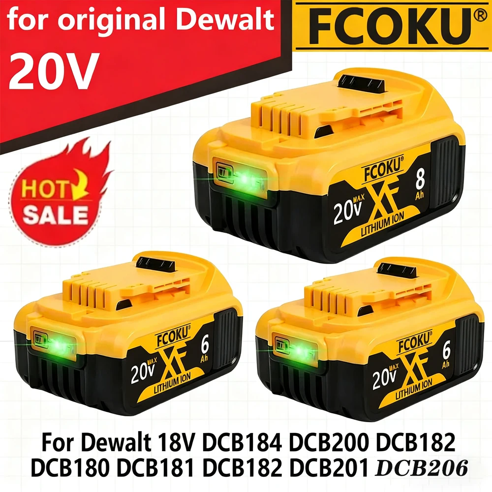 NEW For Dewalt 20V 6.0Ah/8.0Ah Battery Compatible BL1860 BL1820 1830B 1840B 1850B 20V Li-ion Power Tools Battery
NEW For Dewalt 20V 6.0Ah/8.0Ah Battery Compatible BL1860 BL1820 1830B 1840B 1850B 20V Li-ion Power Tools Battery